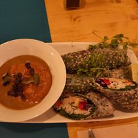 Vietnamese roll with satay sauce at CactusCat Bar in Barcelona