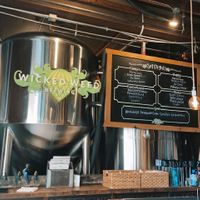 downstairs bar and patio area at Wicked Weed in Asheville