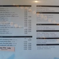 English menu at Laluna Cafe in Gunsan