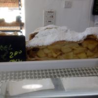 Deep filled began apple strudel at Blasau Delicatessen in Machynlleth