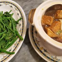Claypot tofu & dragon bread vegetables at Ferm Nyonya in Tanah Rata