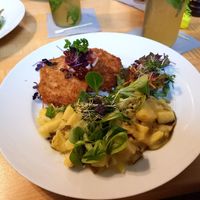 Veganes Schnitzel mit Kartoffelsalat at Oskar in Bayreuth