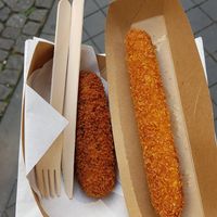 Vega kroket & vegan kipcorn (recommended!!!) at Friet Elite in Maastricht