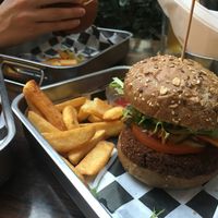 Vegan burger at Hoppiness Beer & Food in Warsaw