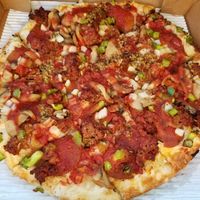 The Vegan Heart of It All - pepperoni, Italian sausage, mushroom, onion, green pepper at Ohio Pie in Brunswick