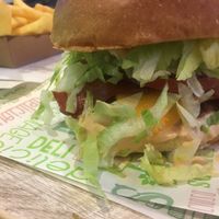 Beyond Burger in your face.  at Vedang - green burger | Mall of Berlin in Berlin