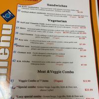 Clearly labeled vegan options  at Lucy Ethiopian in Las Vegas
