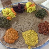 Veggie platter (with a complimentary 8th wot added) at Lucy Ethiopian in Las Vegas