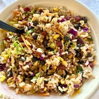Hearty Vegan Bowl with Sweet Chipotle Dressing, added beets to mine.   at Diced in Raleigh