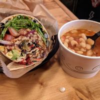 Southwest crunch wrap (my go-to) and white bean chili at Juicy's Wellness Cafe in Murfreesboro
