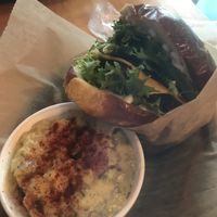 There’s an impossible burger under all the fresh greens and mushroom!  at Juicy's Wellness Cafe in Murfreesboro