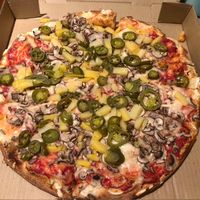 Mushroom, pineapples, and jalapeños  at Stuft Pizza in Milpitas