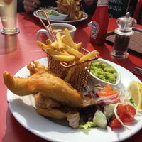 Delicious Banana Blossom ‘fish and chips’ at Beach House in Lyme Regis