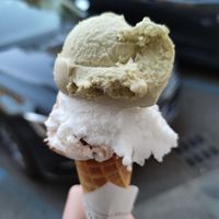 Pistachio and coconut at Gelateria Ponte Pietra in Verona