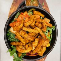 Mexibibimbap (bowl is the size of my head, lots of rice and veggies underneath)  at Lalo in Cincinnati