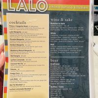Drink menu  at Lalo in Cincinnati