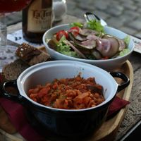 Vegan lentil stew at Café Forum in Maastricht