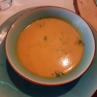 A coconut with...some other vegetable soup. It tasted really good. at Vlaamse Goesting in Gulpen