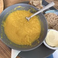 Soup of the day. Sweetcorn, carrot & turmeric   at Captain's Table in Findhorn