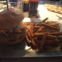 Falafel burger with sweet potatoes at QuBe in Jesolo