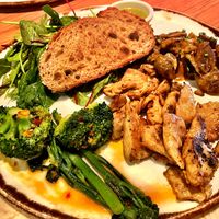 Market food plate with Vegan “no chicken “ !  at Margarito in Bilbao