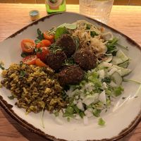 Mediterranean bowl with falafel  at Margarito in Bilbao