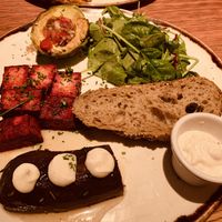 Marinated tofu, grilled avocado, aubergine  at Margarito in Bilbao