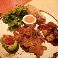 Salad with bread, cauliflower, oyster-mushroom and a grilled avocado at Margarito in Bilbao