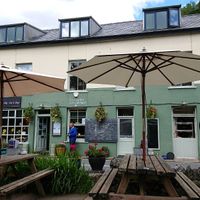 View of Hebog restaurant from the terrace. at Hebog in Caernarfon