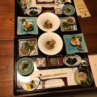 Vegan kaiseke dinner - not pictured: chestnut steamed rice, miso soup, and fresh fruit for dessert at Kashiwaya Ryokan in Gunma
