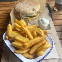 Vegan burger with moussaka  at Burgeria in Gottingen