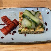 Tabouleh with grilled watermelon at apex in Gottingen