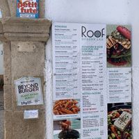 The menu at Roof Burger Lab in Rhodes