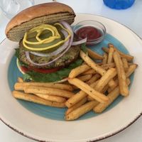 Vegan burger at Roof Burger Lab in Rhodes