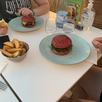 Both vegan burgers 🍔  at Roof Burger Lab in Rhodes