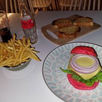 Vegan burger 🍔 at Roof Burger Lab in Rhodes