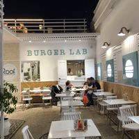 Downstairs seating area at Roof Burger Lab in Rhodes