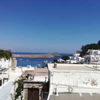 View from the restaurant at Roof Burger Lab in Rhodes