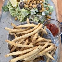 Ceasar salad & fries  at Frankie We Salute You! in Kelowna