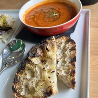Market soup; today was tomato, roasted red pepper and zucchini    at Frankie We Salute You! in Kelowna