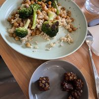 Kids meal, stir fry + tempeh cubes  at Frankie We Salute You! in Kelowna
