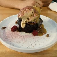 Chocolate Lava Cake with Caramel and Vanilla Ice Cream at Frankie We Salute You! in Kelowna