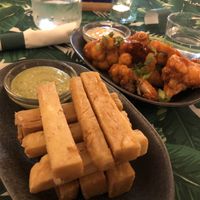 Chickpea fries and Nashville hot wings! at Frankie We Salute You! in Kelowna