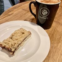 Crumble and chai latte  at Coffee #1 in Brecon