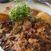 🌱Sunday Lunch:                               Vegan Aubergine Five-Nut Roast
Yorkshire Pudding, Roast Potatoes, Creamy Mash, Seasonal Vegetables, Vegetarian Gravy  at Blacksmiths in Clayworth