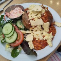 Jacket potato vegan cheese beans slaw at The Langton Greenhouse and Garden Centre in Market Harborough