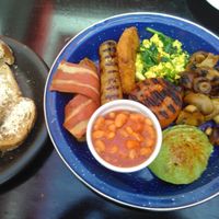 Ultimate Vegan Breakfast! With toast on the side (waffles offered but I'm a toast girl) at Sweet 'N' Seasoned in Bletchley