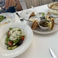 8 dishes including moussaka, pitta bread and chips with the vegetarian Meze accompanied by mocktails at Polis Herb Garden in Paphos