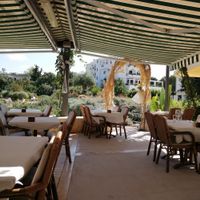 Looking out from the restaurant into the herb garden. at Polis Herb Garden in Paphos