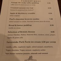 Pudding menu  at The Bat and Ball  in Clanfield